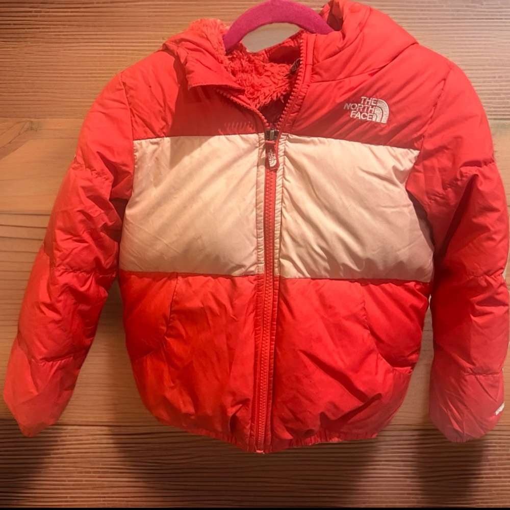 The North Face Red and Pale Pinkish/ Beige Kids' Jacket